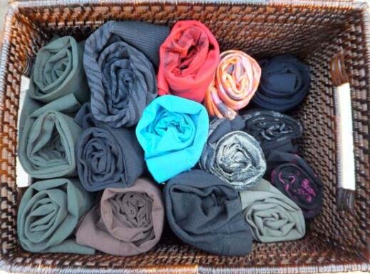rolling your yoga pants to save space