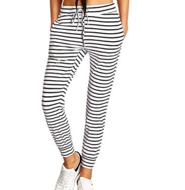 black and white striped yoga pants