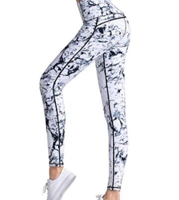 black and white tie dye yoga pants